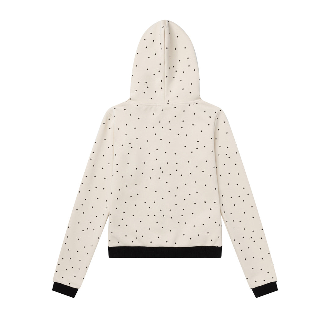 Polka Dot Zip‑Up Hoodie Guitar Girl Graphic