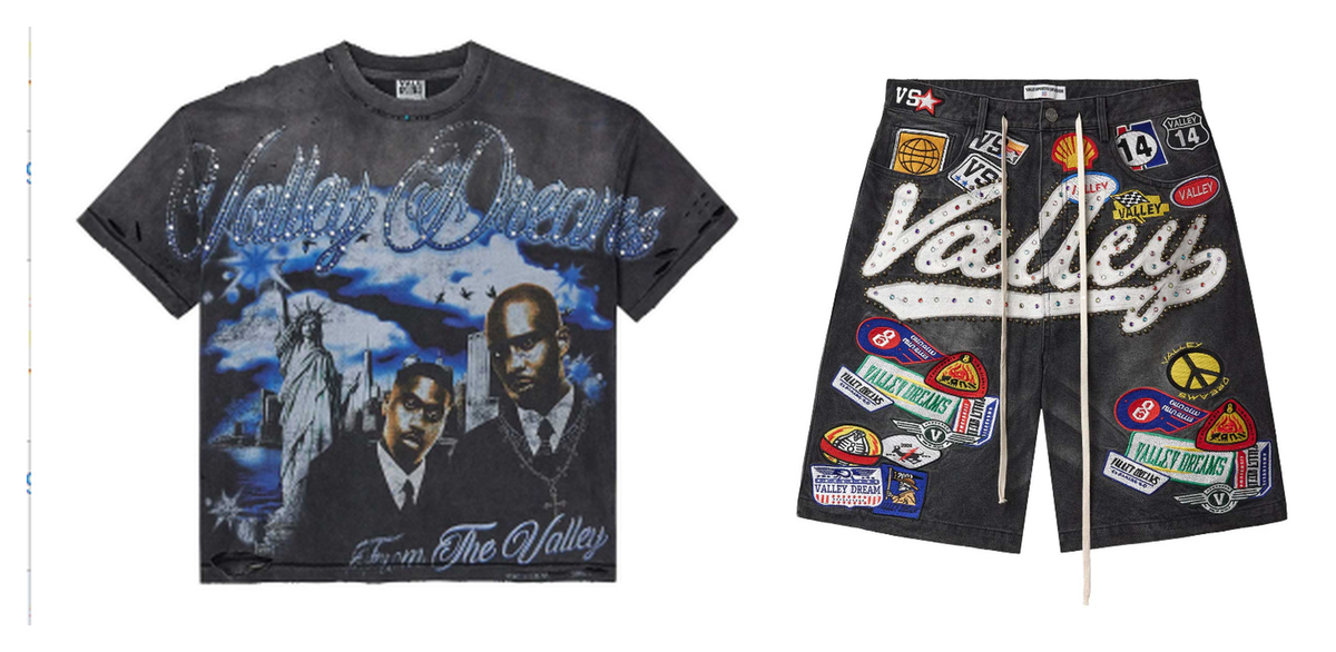 Valley Dreams Rhinestone Tee & Patch‑Work Denim Shorts Set