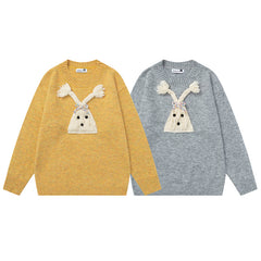 3D Braided Tassel Doll Applique Crewneck Sweater