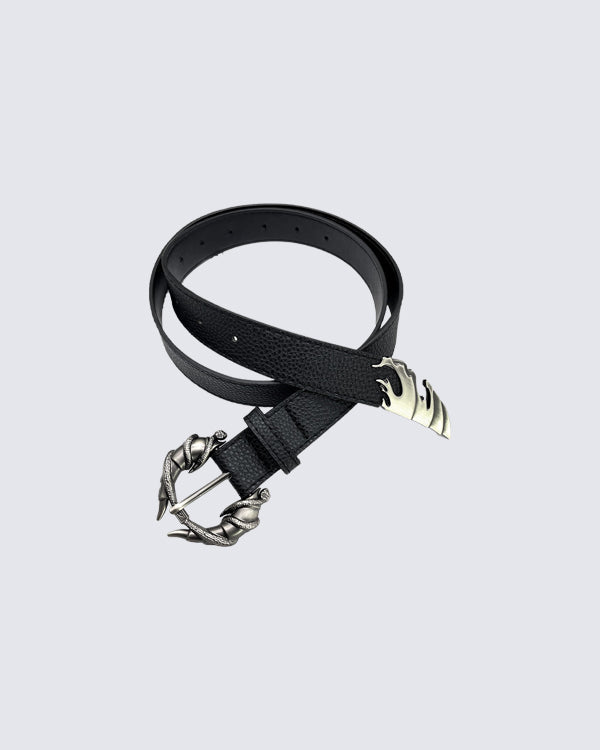Vintage Wave Design PU Belt with Alloy Buckle