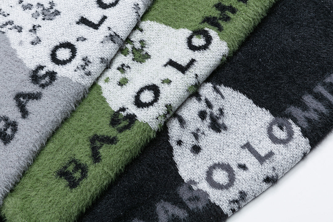 Fuzzy Dalmatian Dog Graphic Knit Sweater