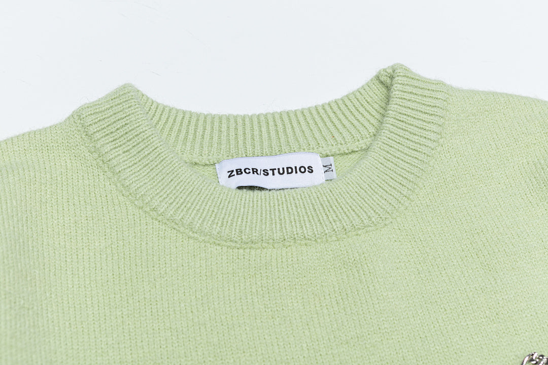 Wavy Color Block Patchwork Knit Sweater