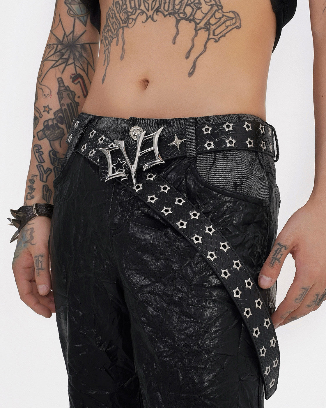 Retro Star Stud PU Leather Belt