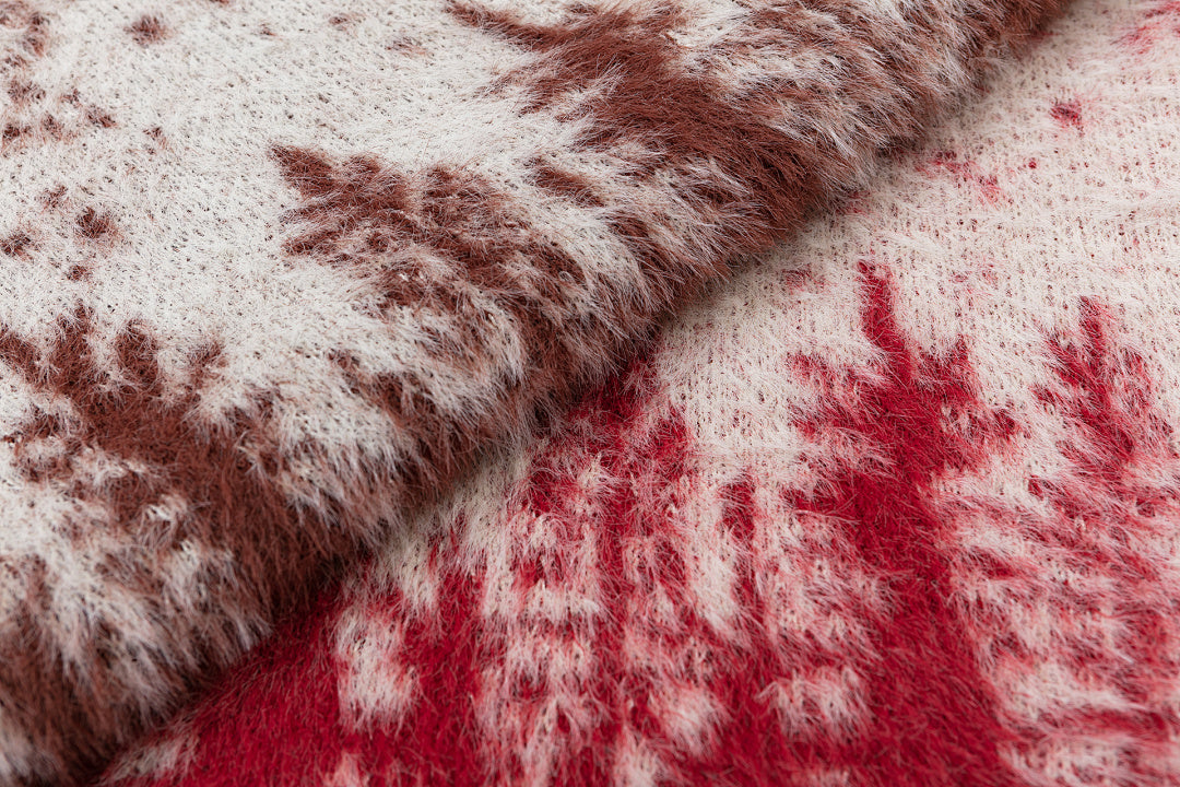 Gradient Forest Pattern Frog Button Fuzzy Knit Sweater
