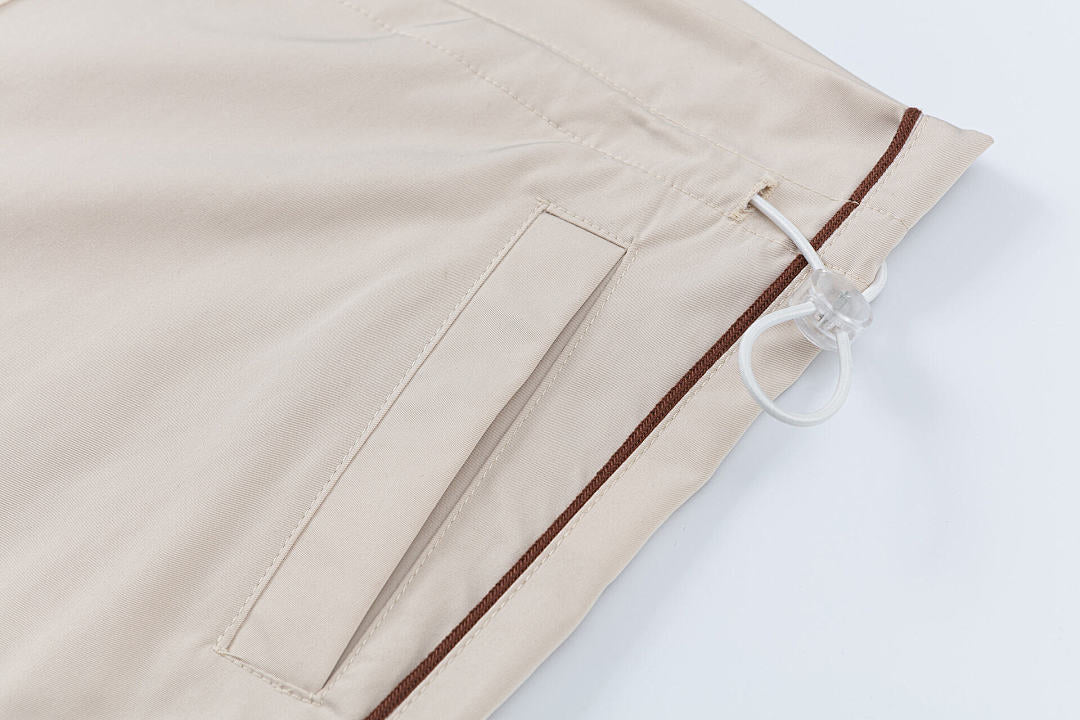 Contrast Stitch Drawstring Wide Leg Pants