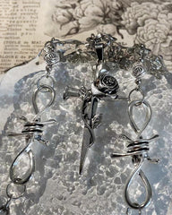 Rose Cross Pendant Necklace