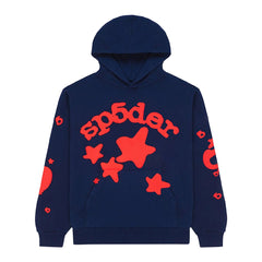 Sp5der Beluga Hoodie Navy Red