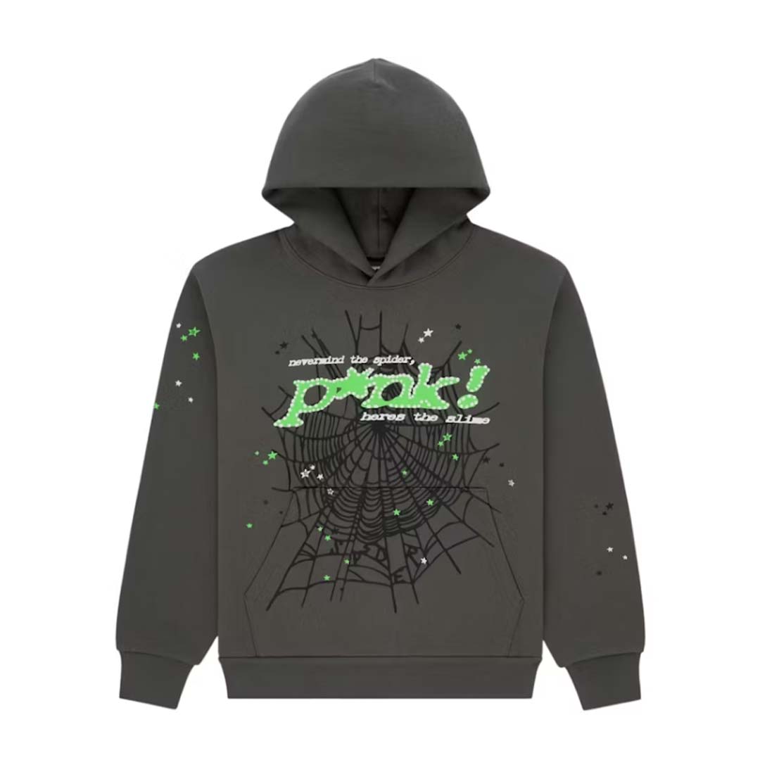 Sp5der Punk V2 Slate Grey Green Hoodie