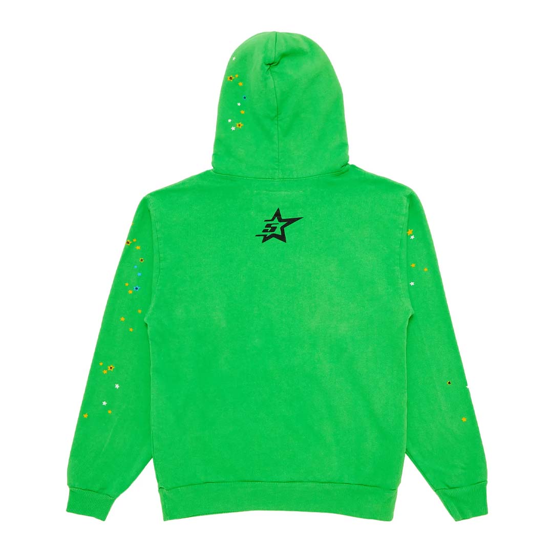 Sp5der Slime Green Rhinestone Punk V2 Hoodie