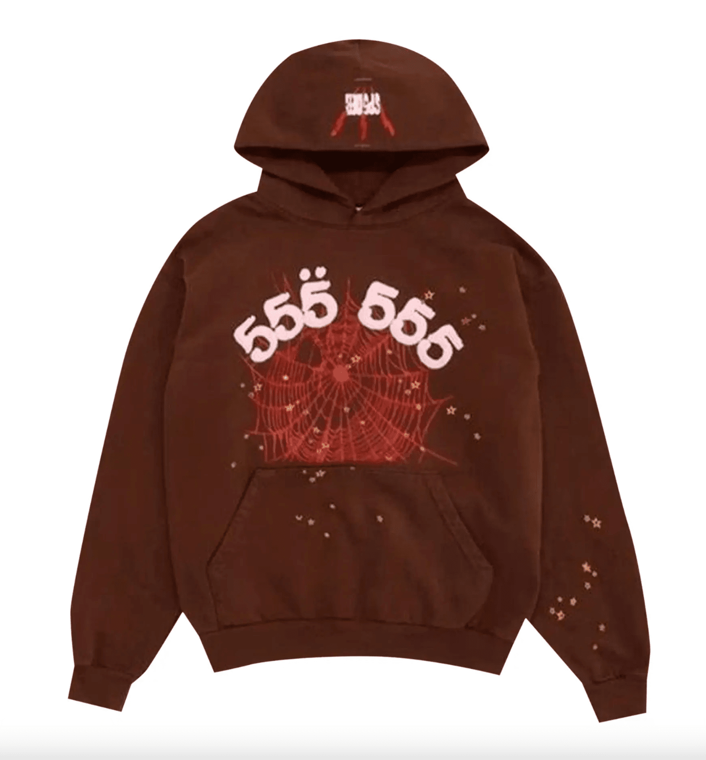 Sp5der Worldwide 555 Angel Hoodie Brown